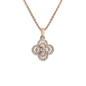 Exquisite Diamond Clover Pendant Set