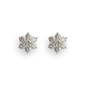 Seven-Diamond Flower Earrings